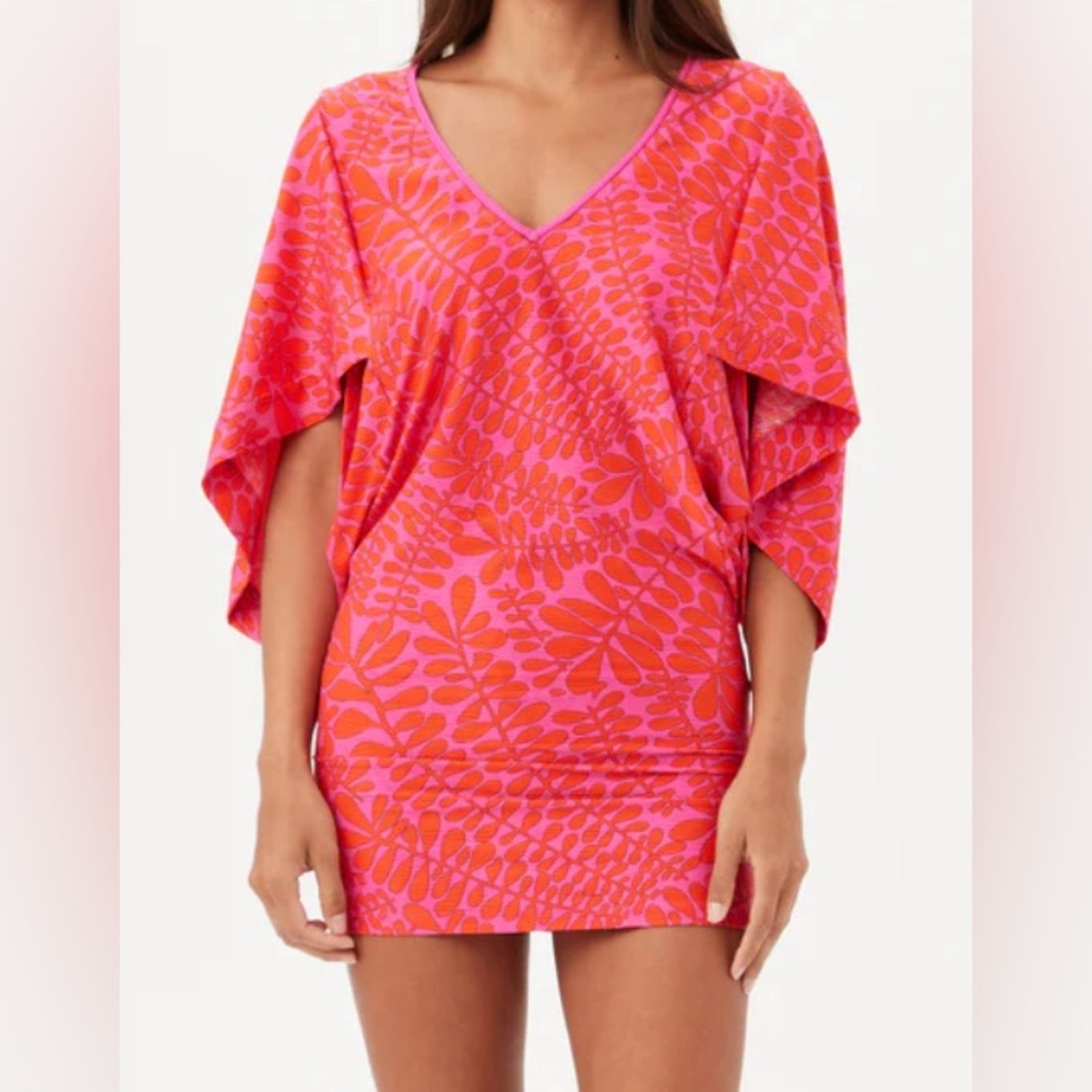 NWT Trina Turk WOMEN'S TRELLIS V-NECK TUNIC SWIM COVER-UP DRESS Size Medium